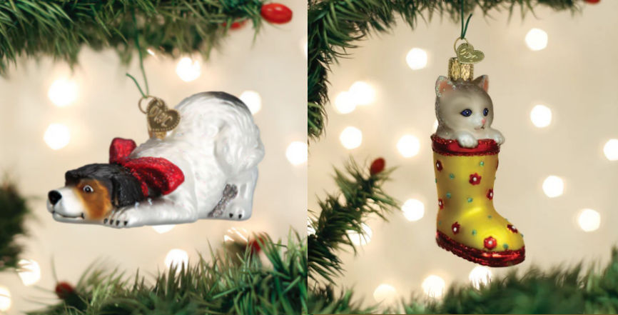 Old World Christmas Dog and Cat Ornaments